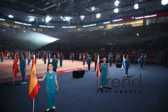 В Баку состоялось торжественное открытие 39 го чемпионата Европы по художественной гимнастике Азербайджан Баку 17 май 2023